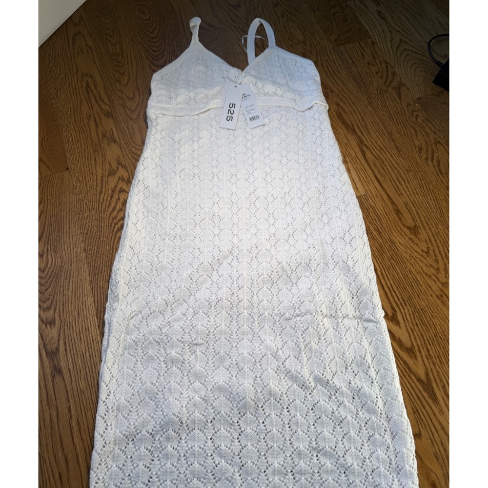 NWT 525 America Revolve Bodycon Knit chrochet tank Dress xs White